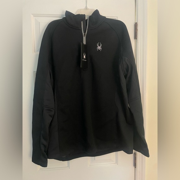 Spyder Black Performance Pullover quarter zip waffle knit ribbed XXL - Picture 1 of 7